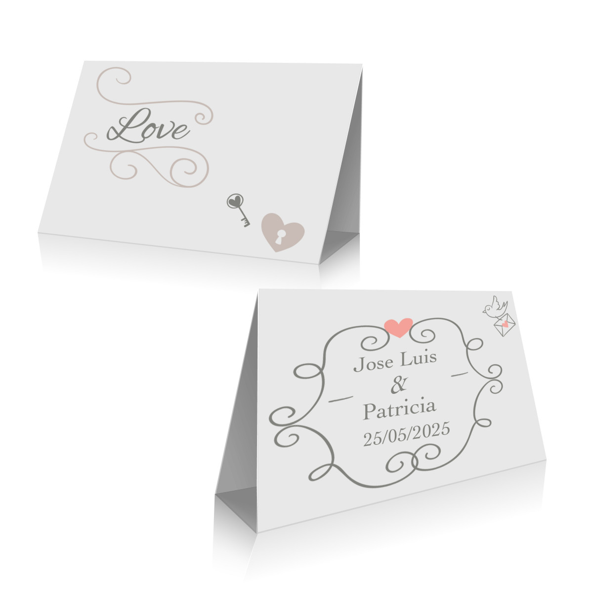 Cartone da matrimonio per chiudere la borsa personalizzato con nome e data