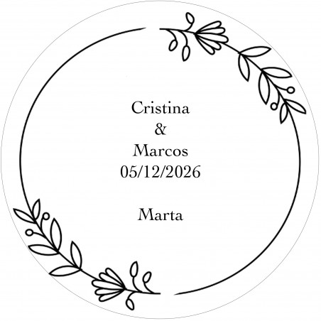 Adesivo tondo personalizzato con il nome dell'invitato e...