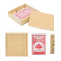 Mazzo di carte e dadi in scatola di legno