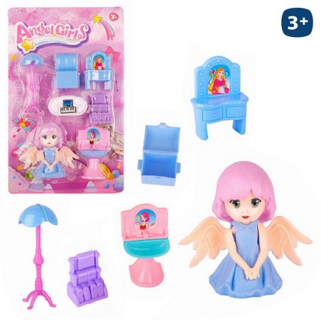 Bambola piccola angelo con accessori