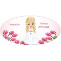 Adesivo ovale bambina comunione