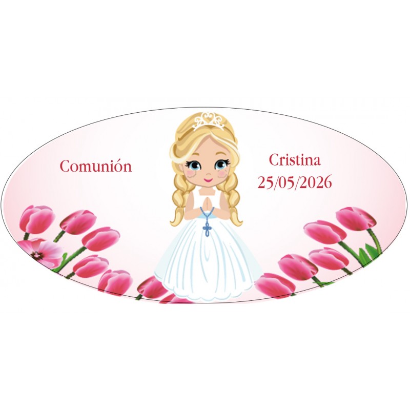 Adesivo ovale bambina comunione