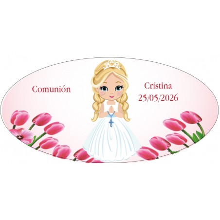 Adesivo ovale bambina comunione
