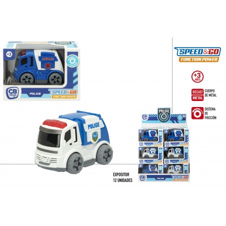 Camionetta di metallo della polizia o dell'ambulanza con sistema a frizione