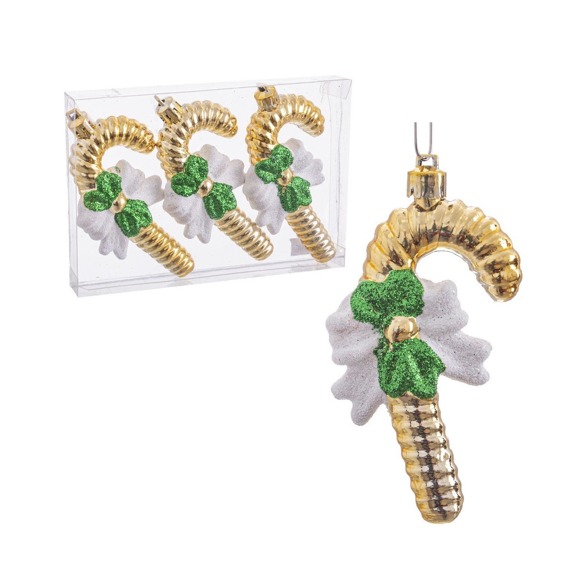 Set di 3 pendenti di Natale a forma di bastone