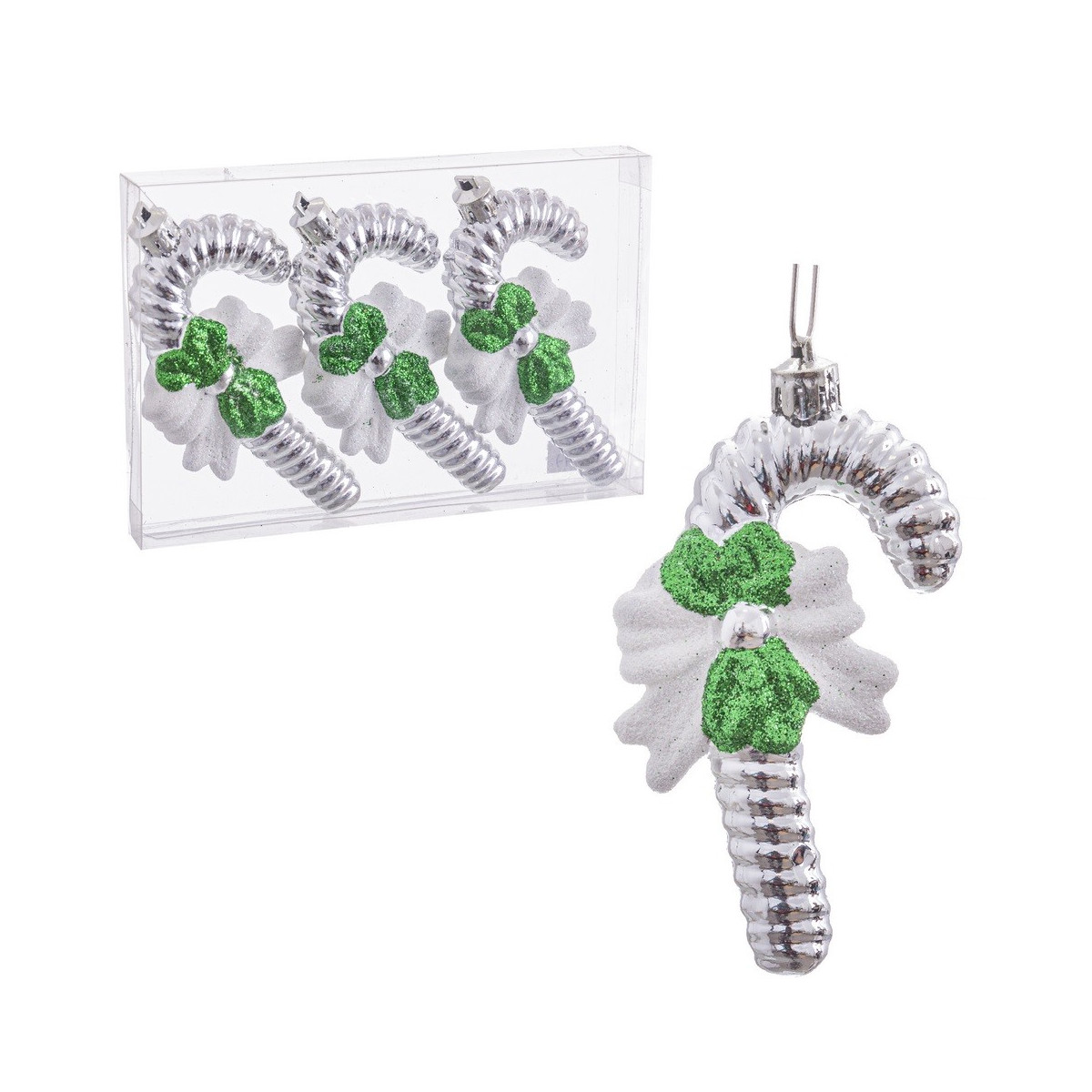 Set di 3 decorazioni natalizie a forma di bastone