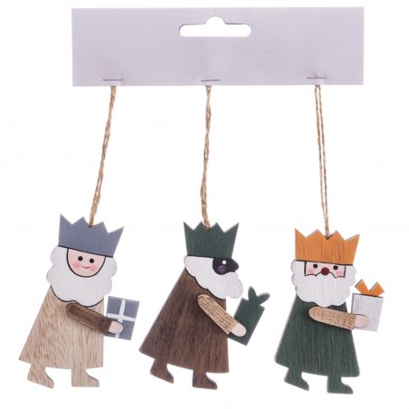 Set di 3 Figure in Legno per Albero di Natale a forma di...