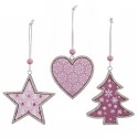Addobbi natalizi in legno e glitter