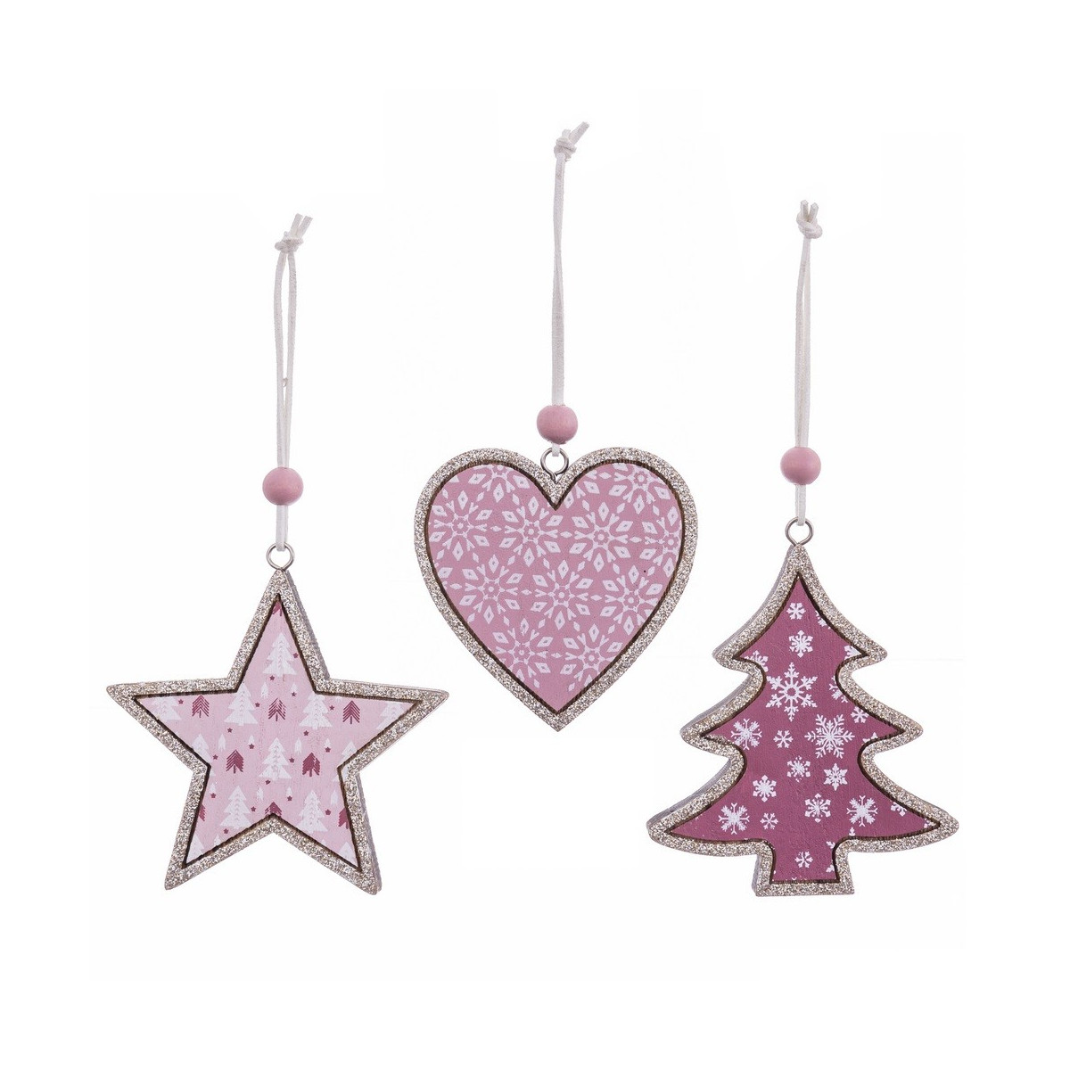 Addobbi natalizi in legno e glitter