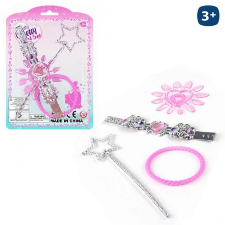 Bacchetta, bracciali e unghie. Set di accessori di bellezza per bambine