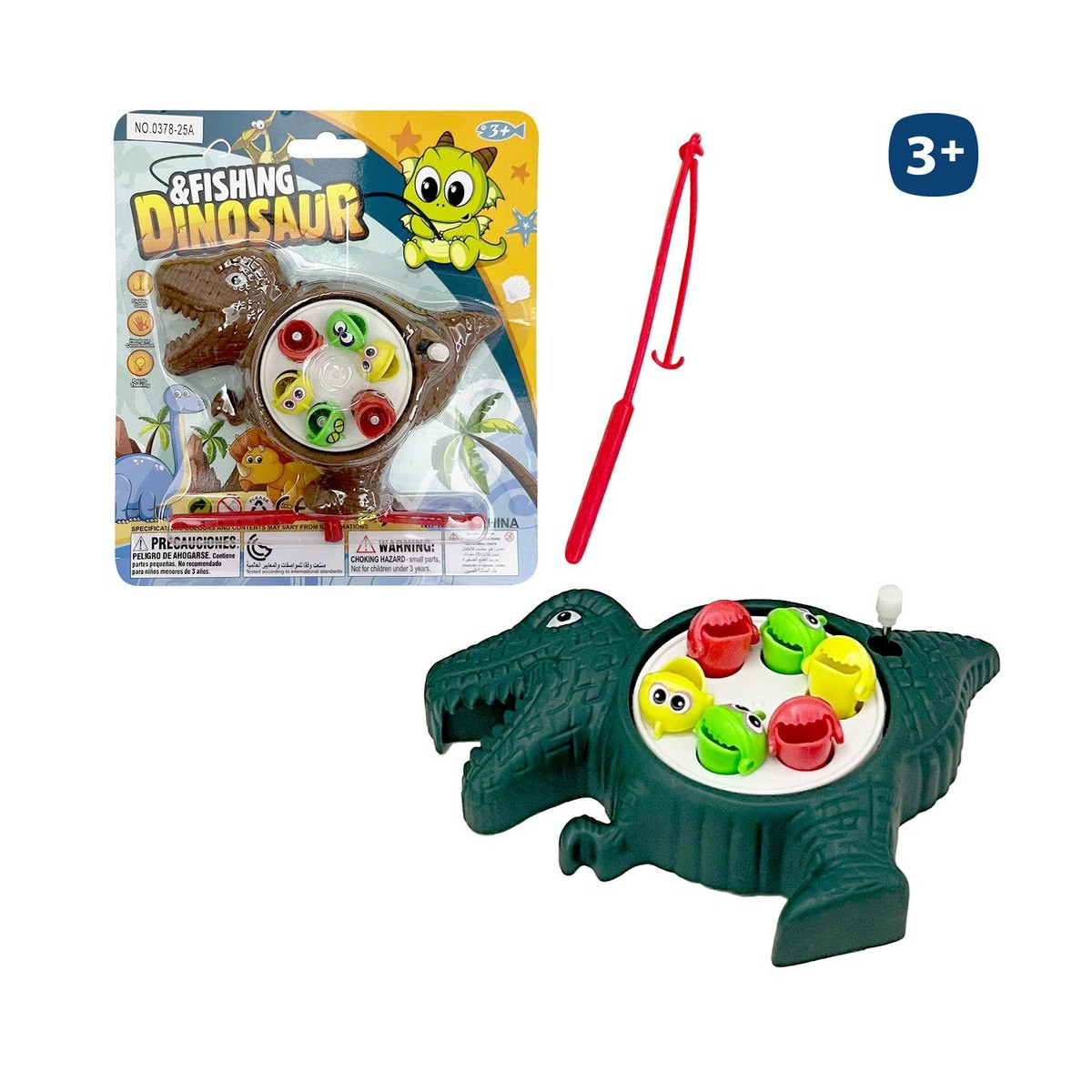 Gioco di pescare pesci per bambini a forma di dinosauro