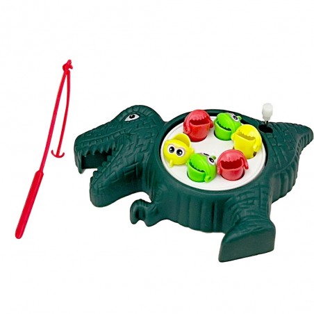 Gioco di pescare pesci per bambini a forma di dinosauro