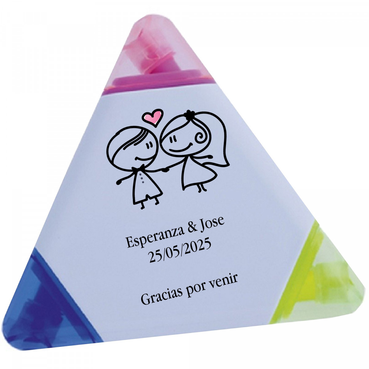 Segnaposto Matrimonio Tricolore Personalizzato Con Nomi E Frase
