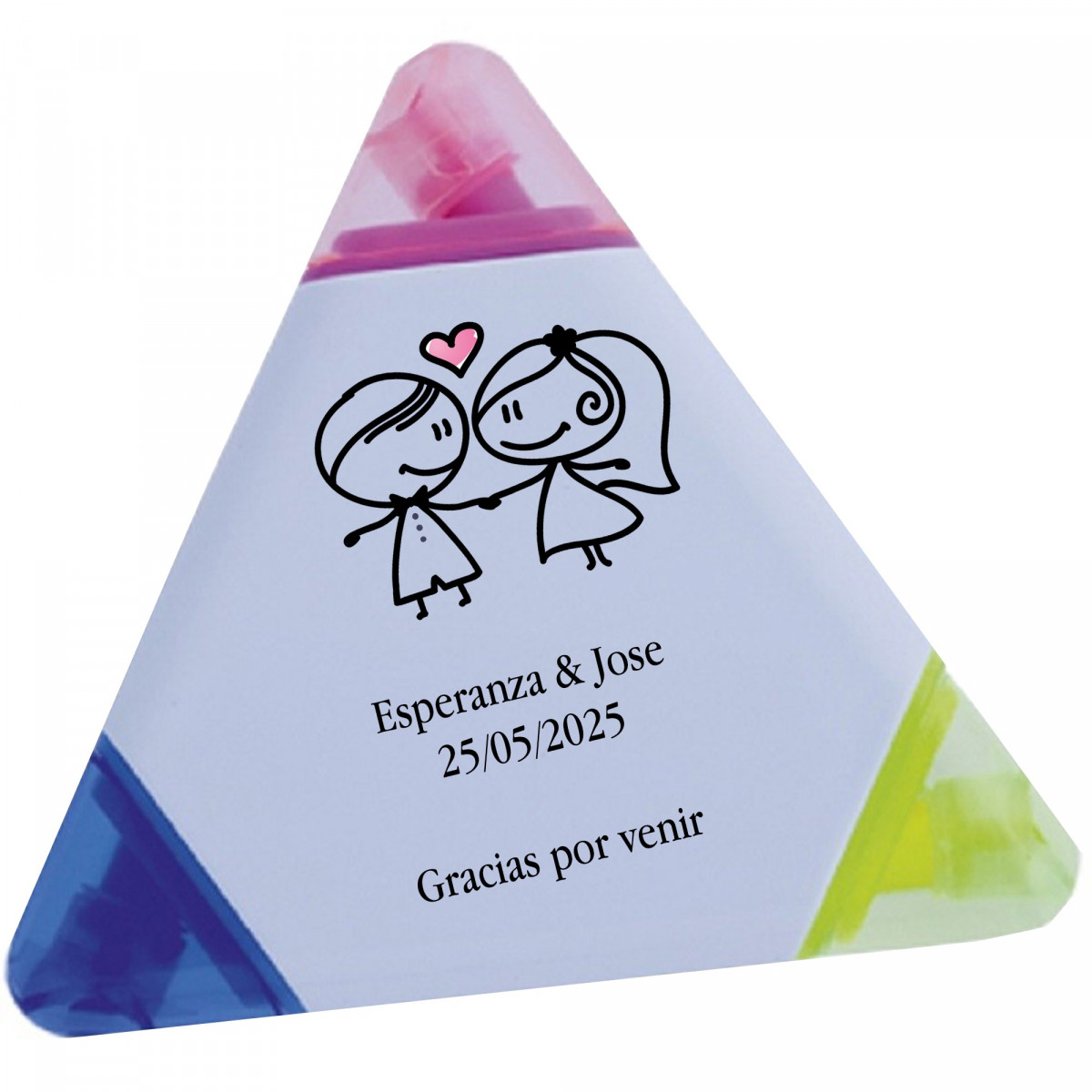 Segnaposto tricolore personalizzato per matrimonio con nomi e frase