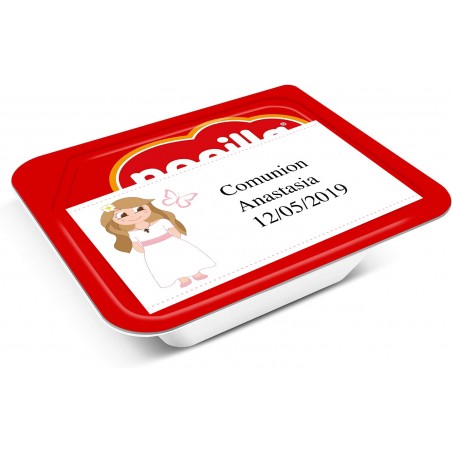Nutella personalizzata con nome e data su adesivo per la comunione di una bambina