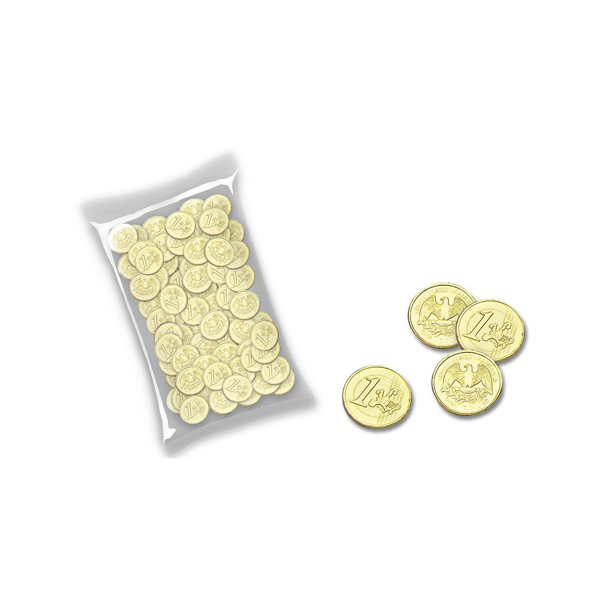 Monete di cioccolato dorato da 1 euro