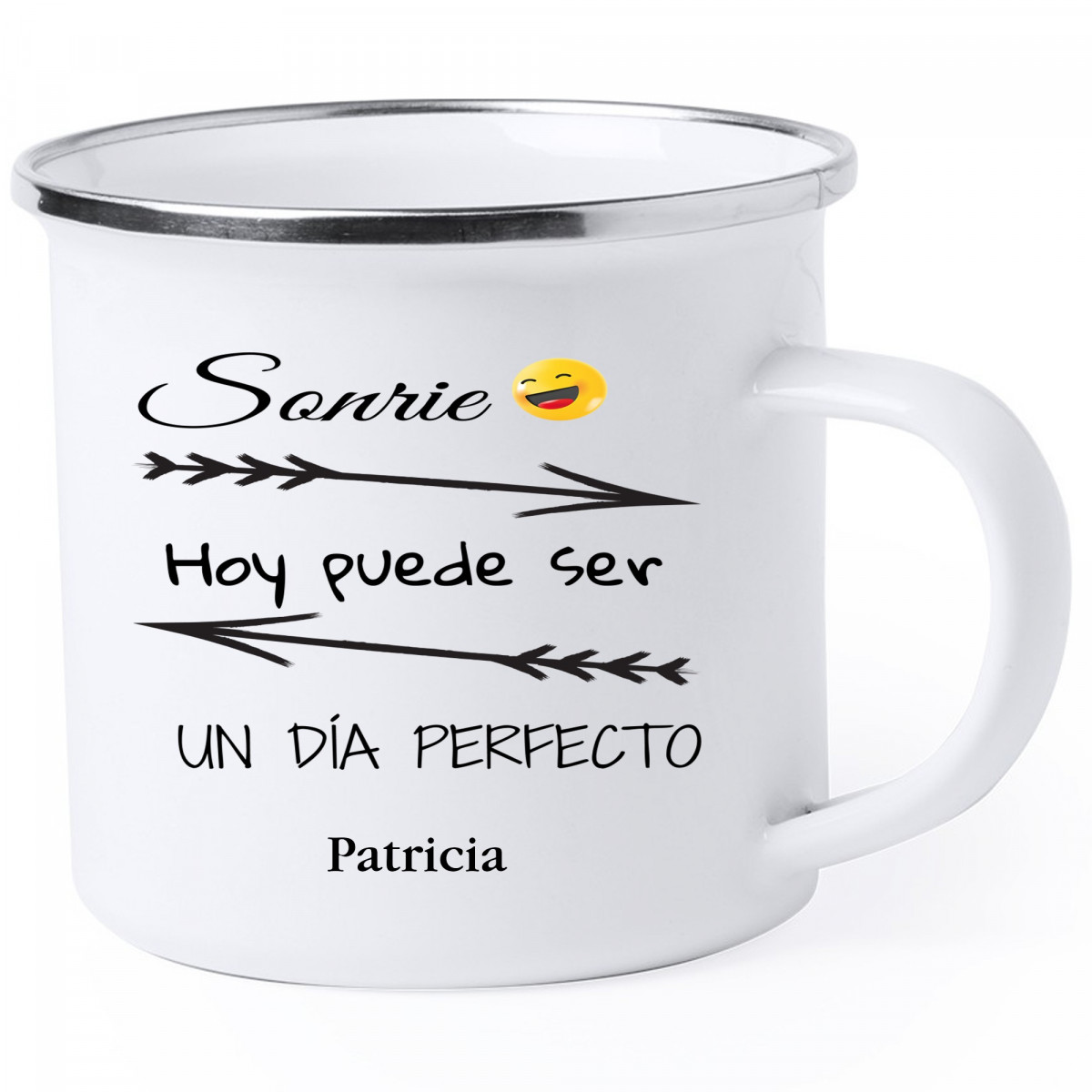 Tazza in metallo con frase motivazionale personalizzata con il tuo nome
