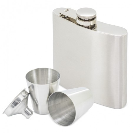 Flask metallica con bicchieri