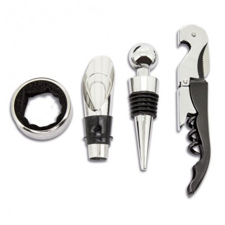 Set di vino per regalo con anello antigoccia, tappo, cavatappi e dosatore