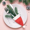 Fodere per posate natalizie a forma di cappello di Babbo Natale