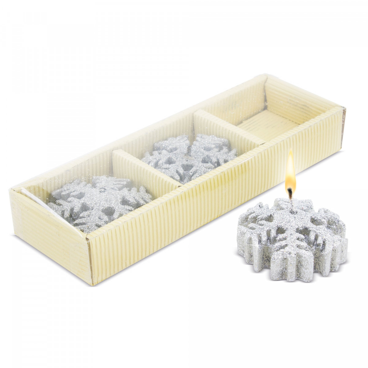 Set di candele per Natale a forma di fiocchi di neve
