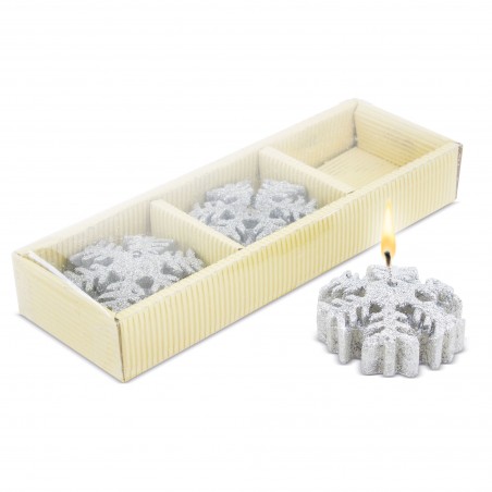 Set di candele per Natale a forma di fiocchi di neve