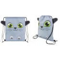 Zaino a sacco bambini modello gattino in colore grigio