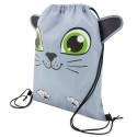 Zaino a sacco bambini modello gattino in colore grigio