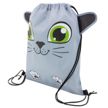 Zaino a sacco bambini modello gattino in colore grigio