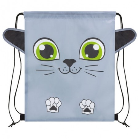 Zaino a sacco bambini modello gattino in colore grigio