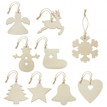 Set di 9 pendenti di silhouette per decorazioni natalizie