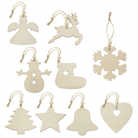 Set di 9 pendenti sagomati per decorazioni natalizie