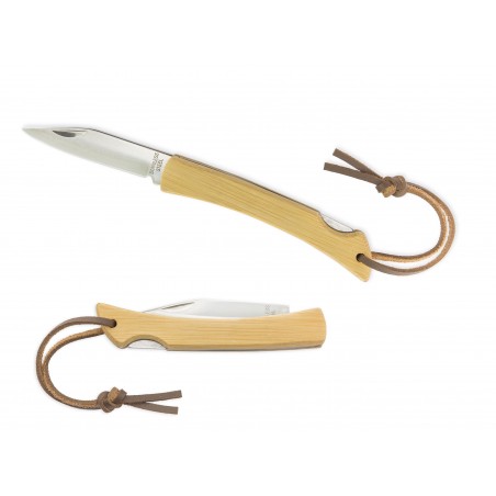 Coltello in acciaio inossidabile con manico in bambù