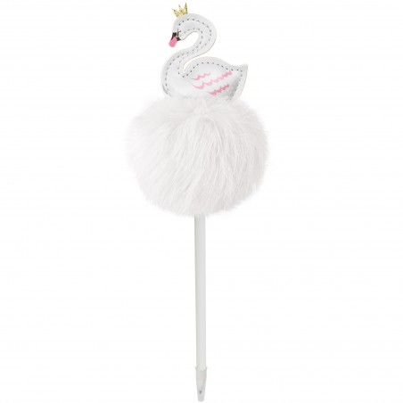 Penna con pompon bianco a forma di cigno