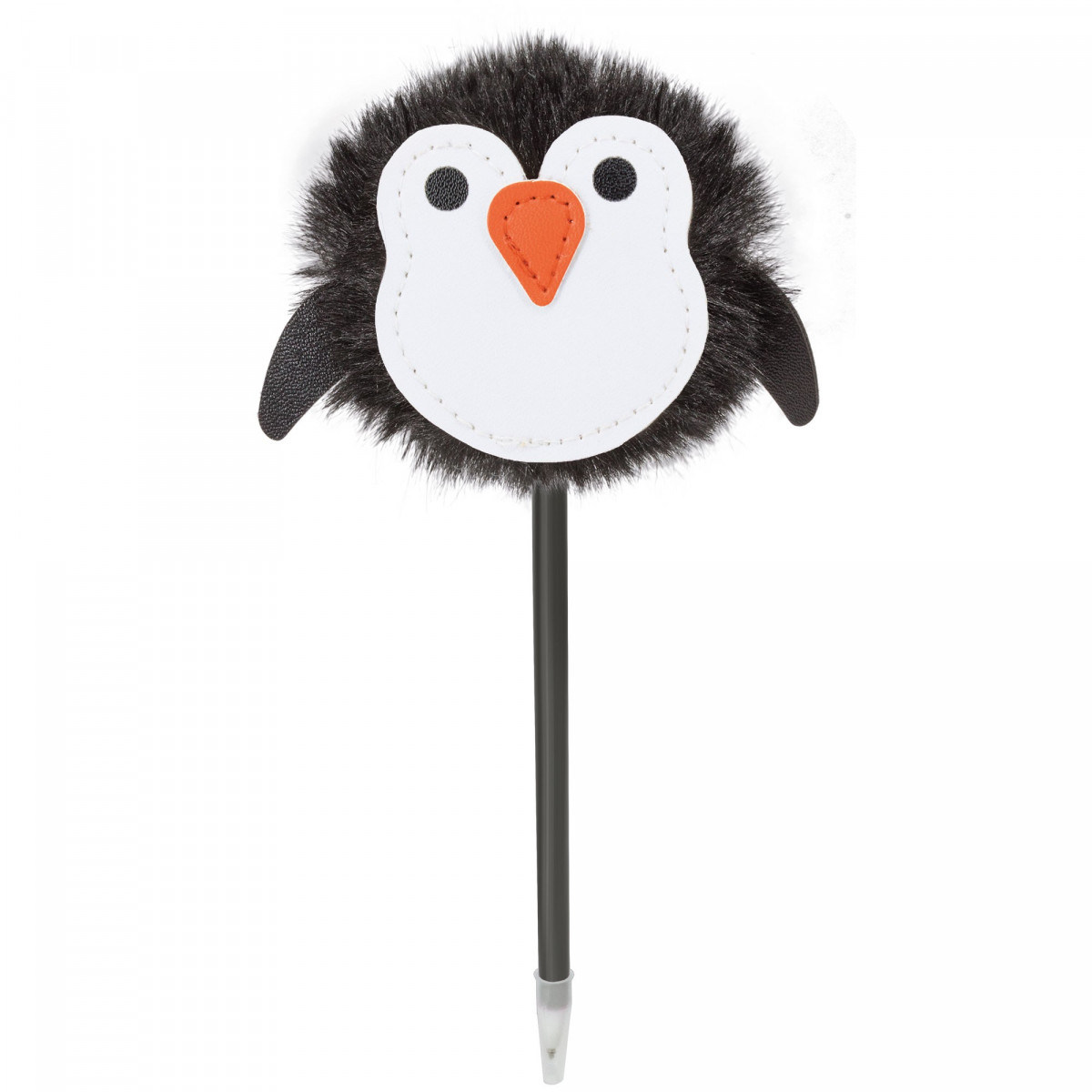 Penna con pomponne a forma di pinguino, penna divertente da regalare