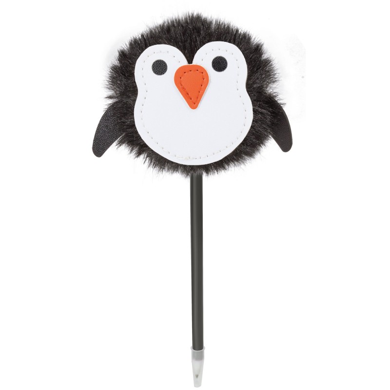 Penna con pomponne a forma di pinguino, penna divertente da regalare
