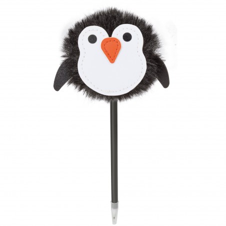 Penna con pomponne a forma di pinguino, penna divertente da regalare