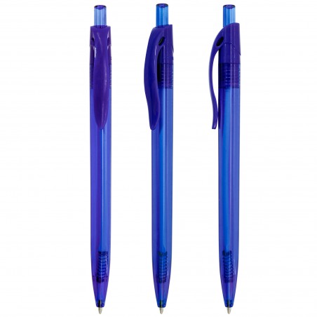 Penna trasparente con clip in vari colori