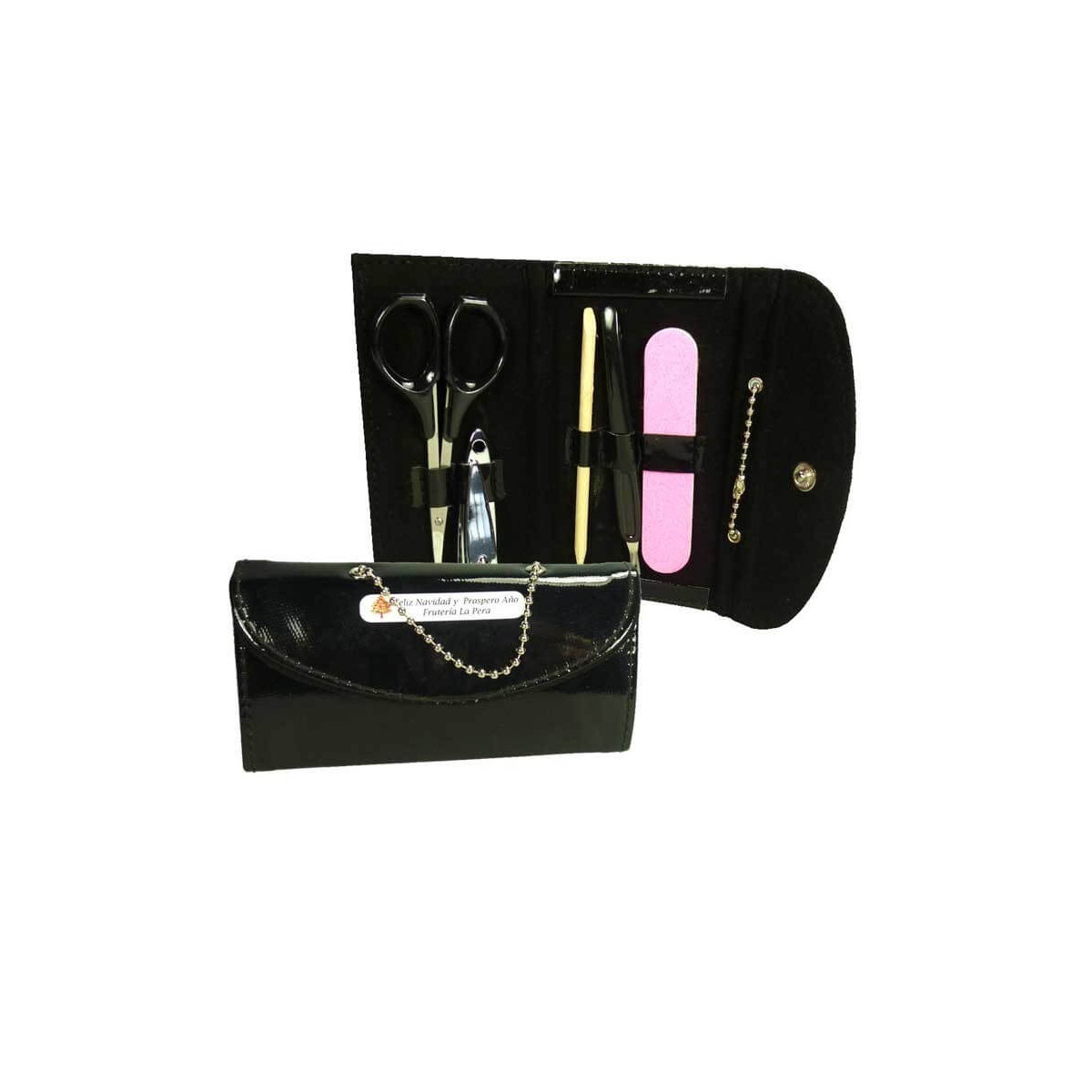 Set manicure personalizzato in stile borsetta con adesivo per regali aziendali