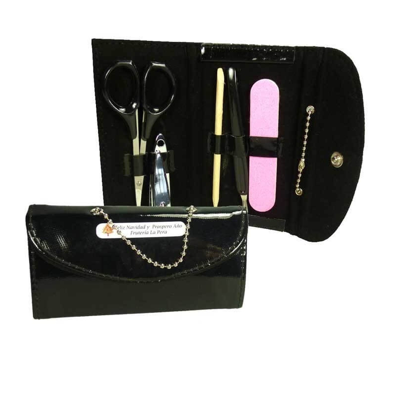 Set manicure personalizzato in stile borsetta con adesivo per regali aziendali