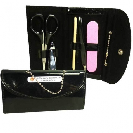Set manicure personalizzato in stile borsetta con adesivo per regali aziendali