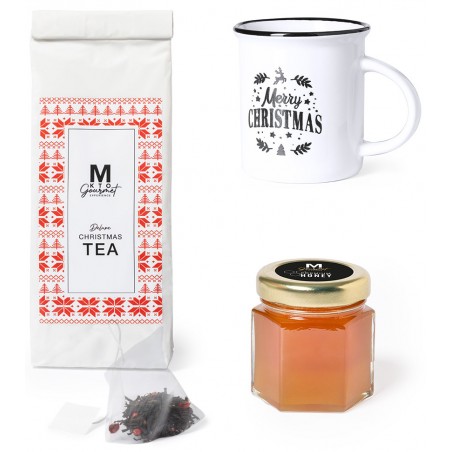 Confezione regalo natalizia gourmet con tè e miele
