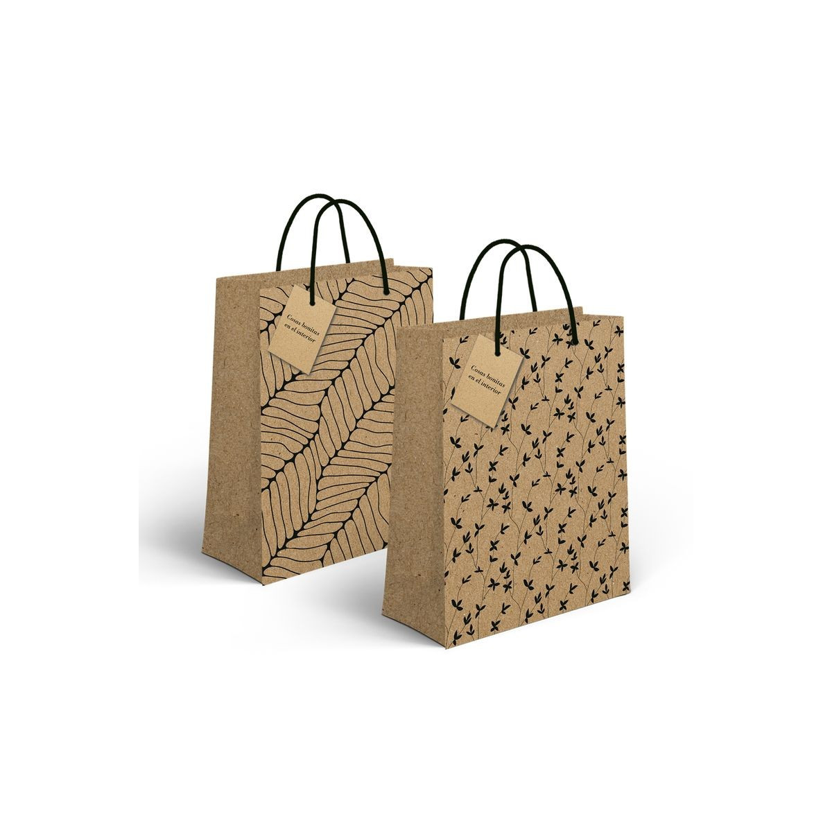 Borsa di carta kraft decorata con etichetta