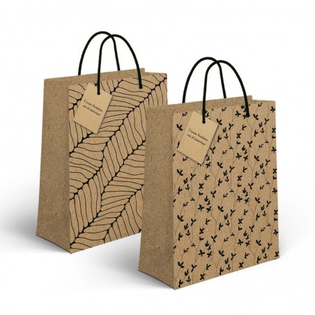 Borsa di carta kraft decorata con etichetta