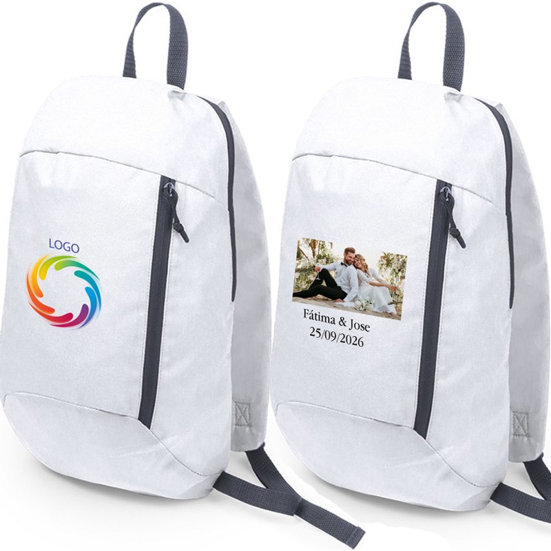 Zaino personalizzato con logo a colori o foto e testo per azienda, matrimonio, battesimo, comunione e compleanno