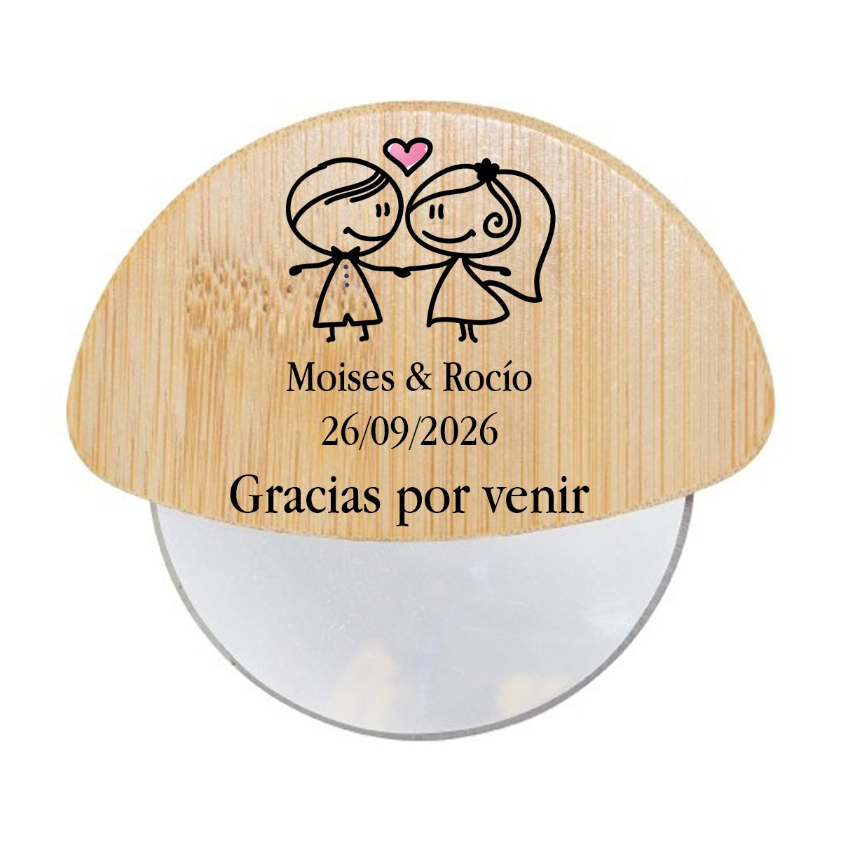 Tagliapizza personalizzato per matrimoni con frase e nomi