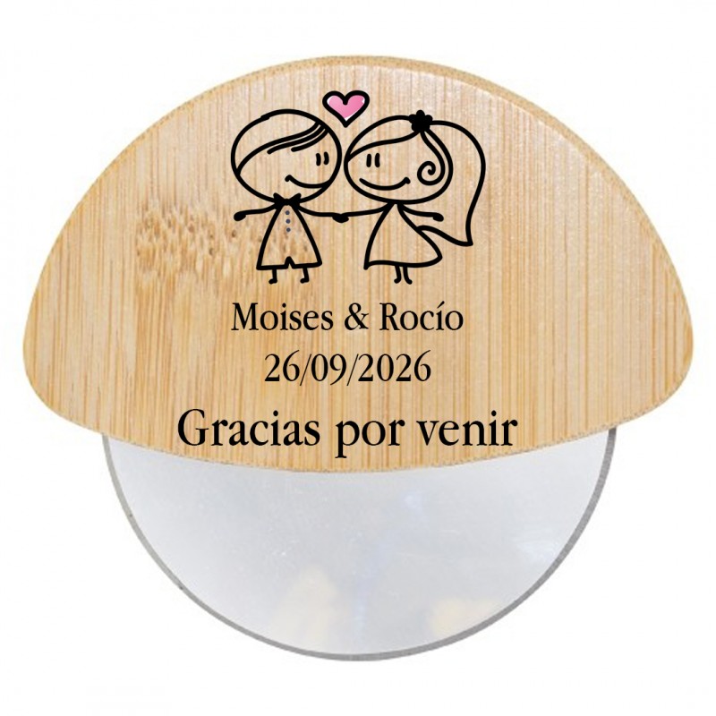Tagliapizza personalizzato per matrimoni con frase e nomi