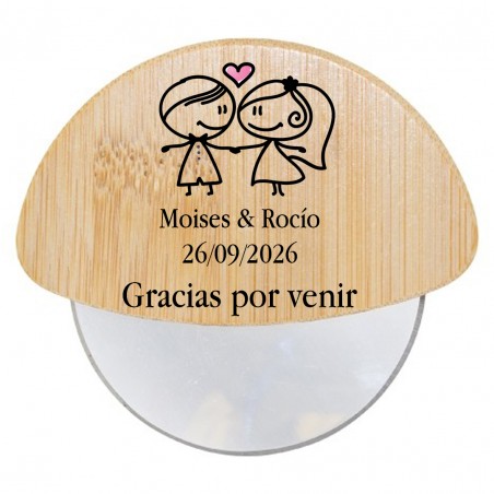 specchio matrimonio personalizzato nome data presentato sacchetto organza rosso