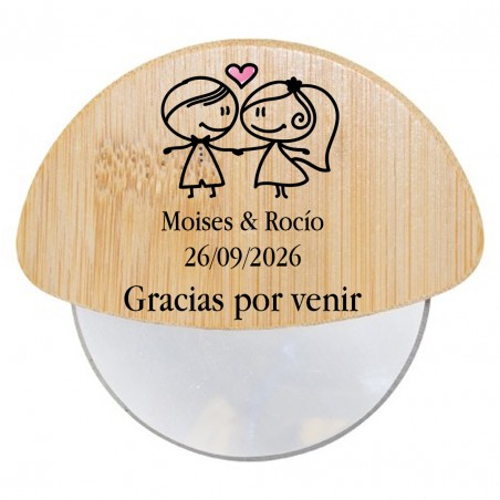 Tagliapizza personalizzato per matrimoni con frase e nomi