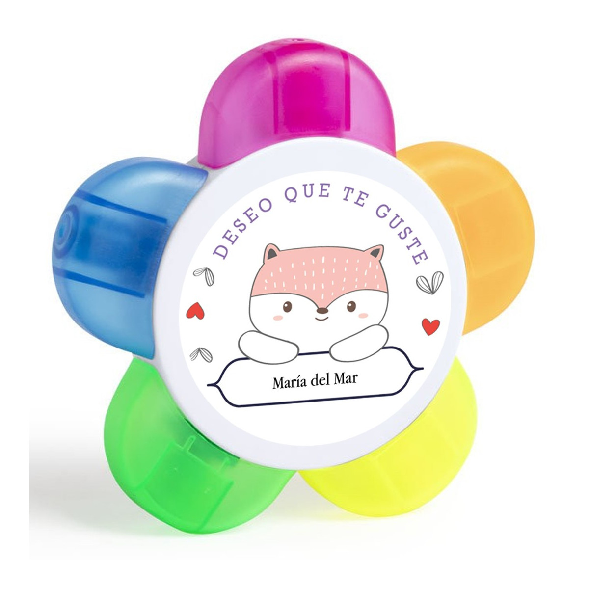 Marcador personalizzato con nome dell\'invitato in adesivo con dedica